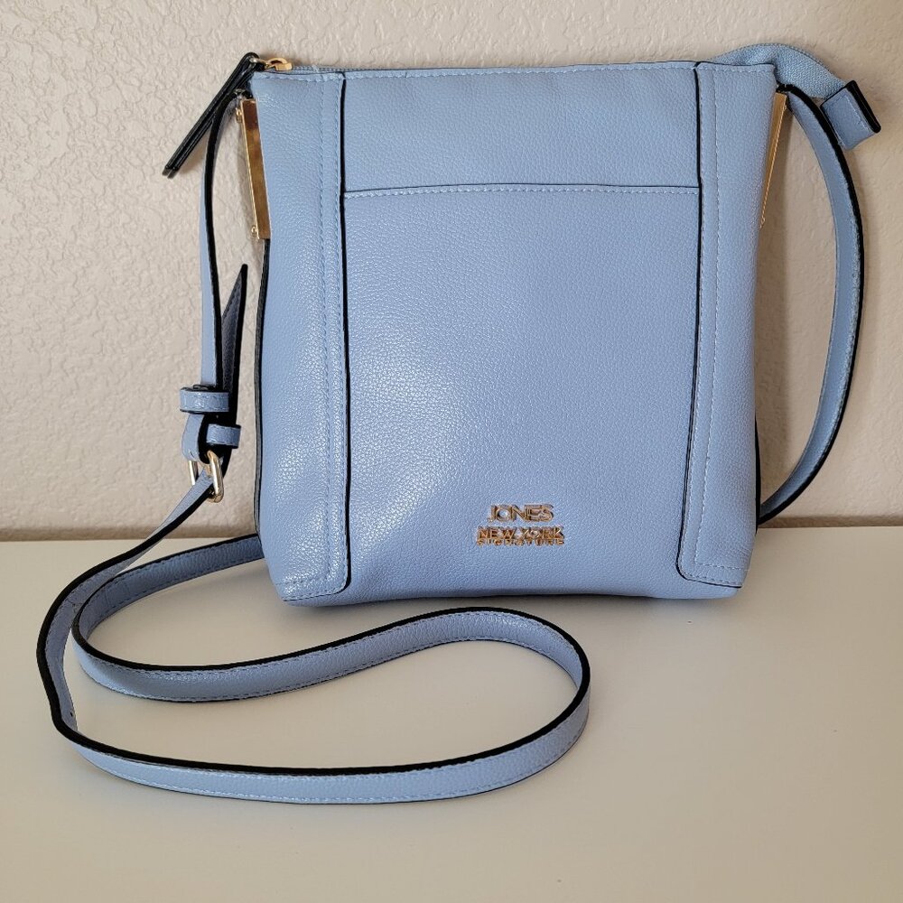 Jones New York Signature Light Blue Crossbody Bag • Gold Hardware